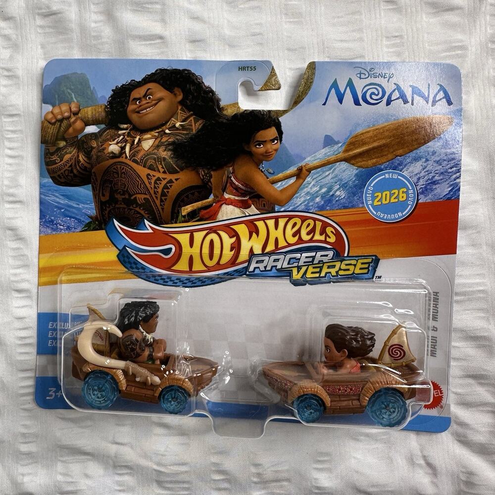 Hot Wheels Racer Verse 2026 Disney Moana MAUI and MOANA 2 Pack Toy Car Set